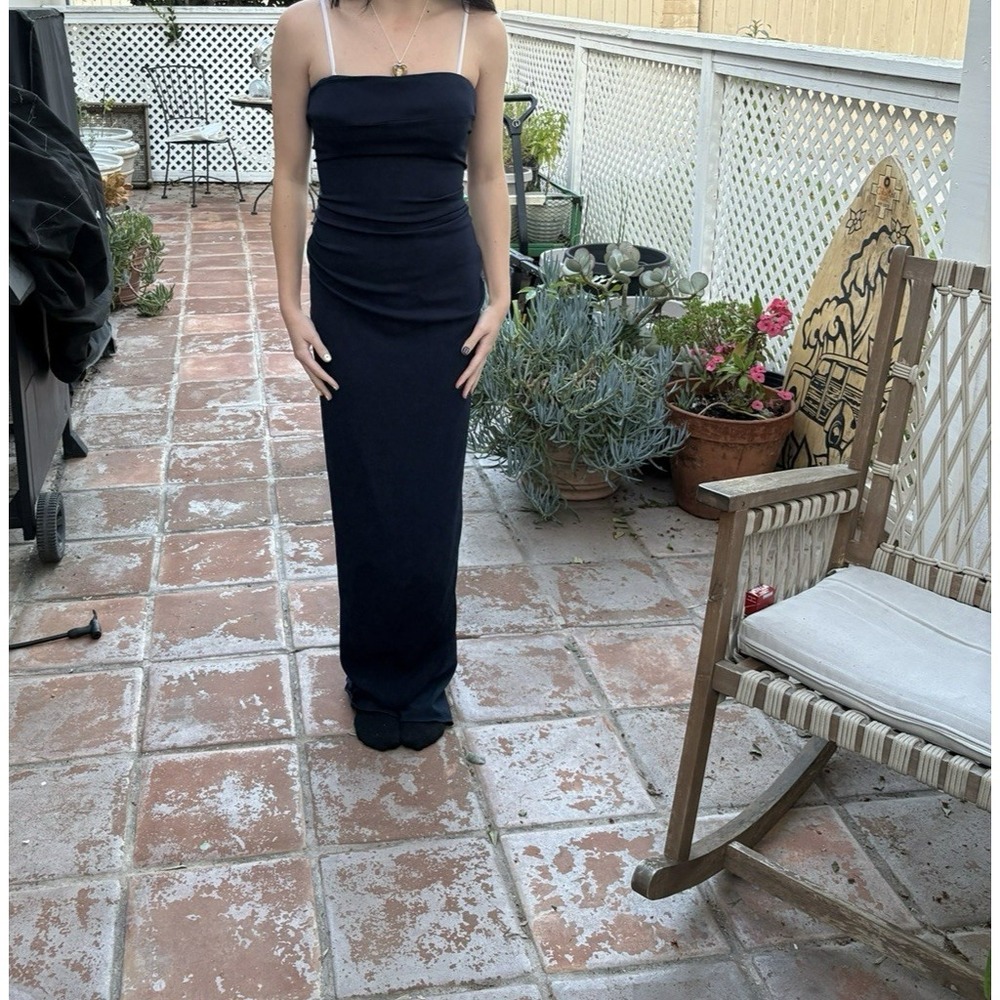 AIDA Strapless Mermaid Gown Navy Ruffle Back Bodycon Formal Dress Size 6 Est - Picture 13 of 13